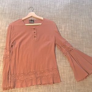 Boutique pink flared-sleeve top